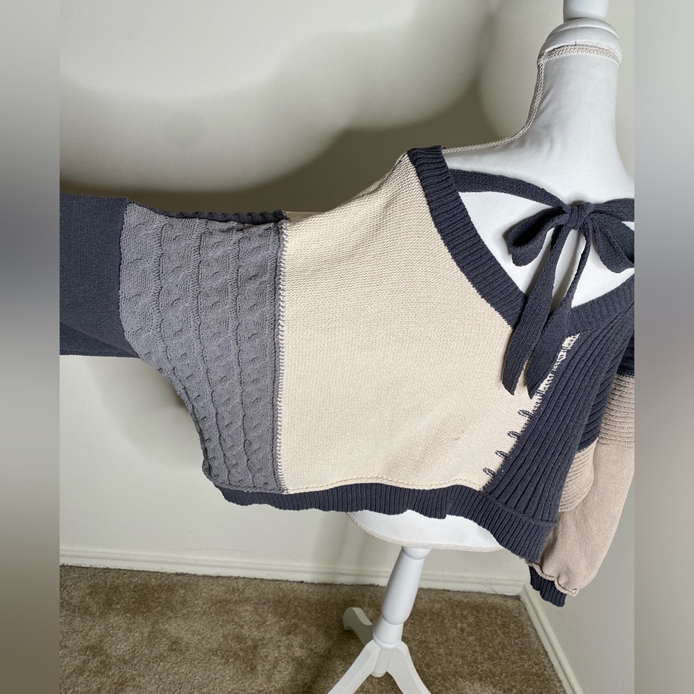 Pol Patchwork Tie-Back Swing Sweater - image 4